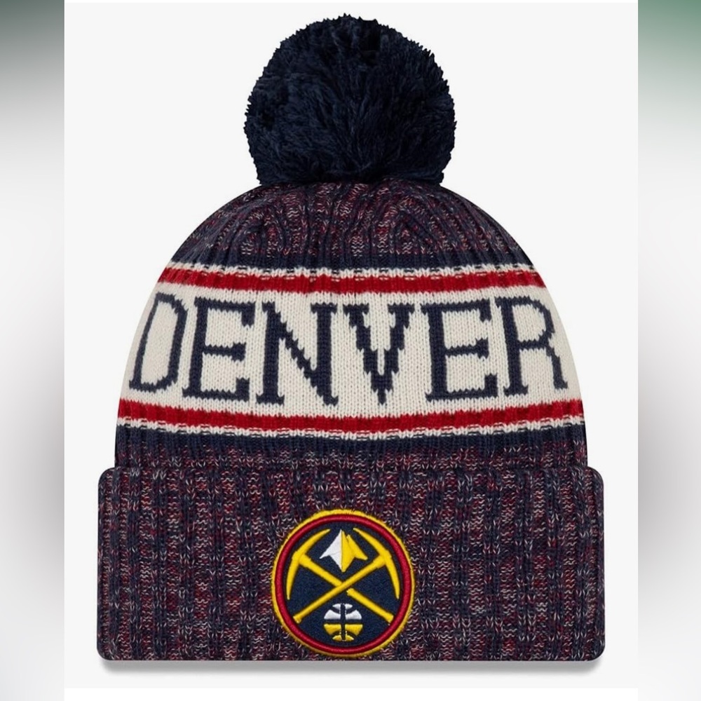 New Era NBA Officially Licensed Knit Cuffed Knit Pom Beanie Hat Denver Nuggets